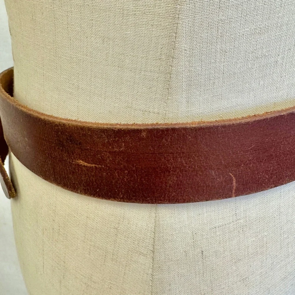 Nice Leather Brown Distressed Belt Seafoam Green Marbled Western Buckle Large‎